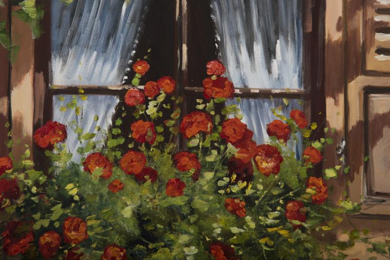 Rosen am Fenster guenther fruehmesser Öl auf Leinwand Detailbild von der gallerie EinBild EinRahmen